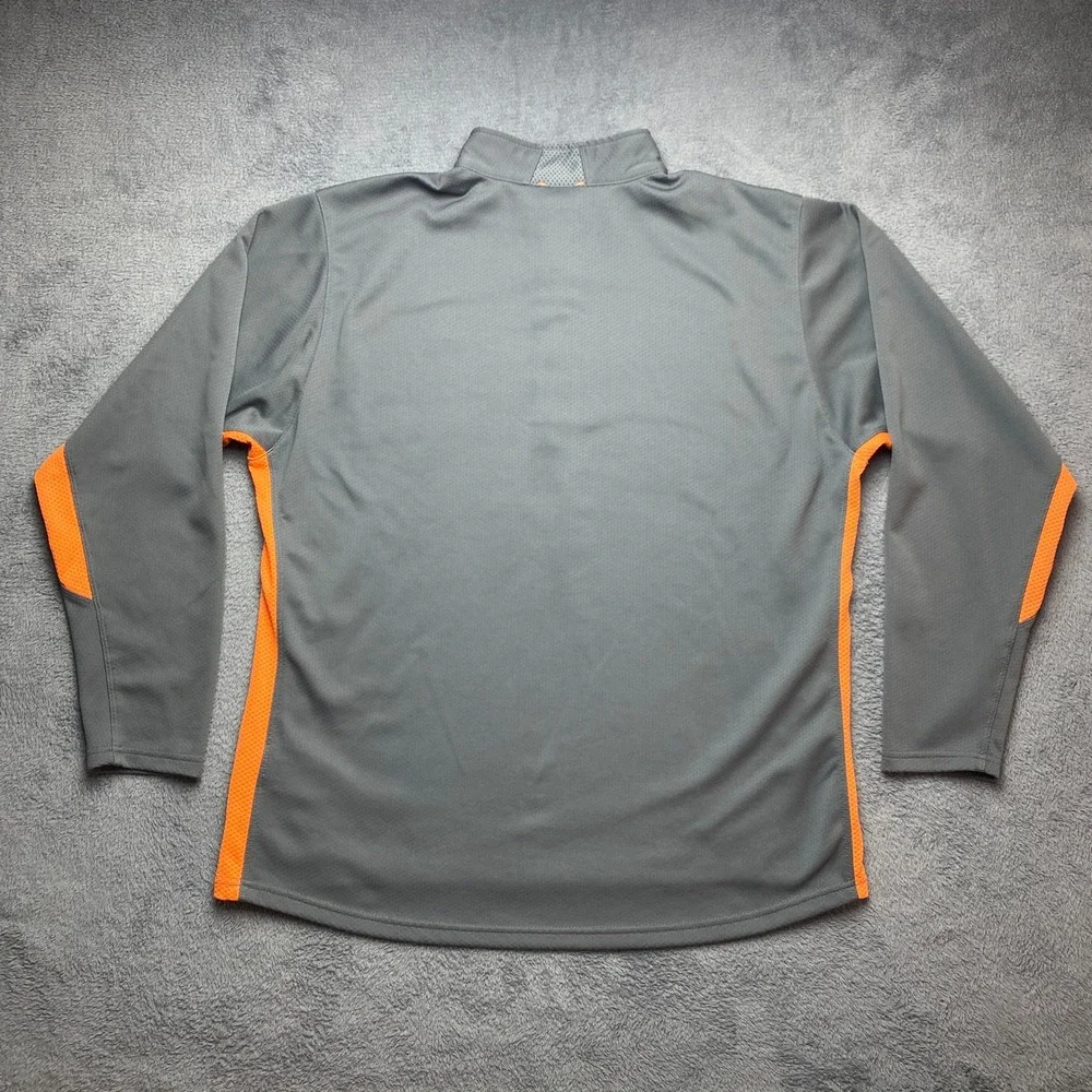 Nike Dri-FIT Mens Large Quarter Zip Pullover Gray Orange Long Sleeve Workout Top